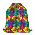 Geometric Rainbow Pattern Print Drawstring Bag