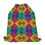 Geometric Rainbow Pattern Print Drawstring Bag