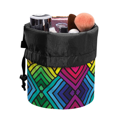 Geometric Rainbow Pattern Print Drawstring Makeup Bag