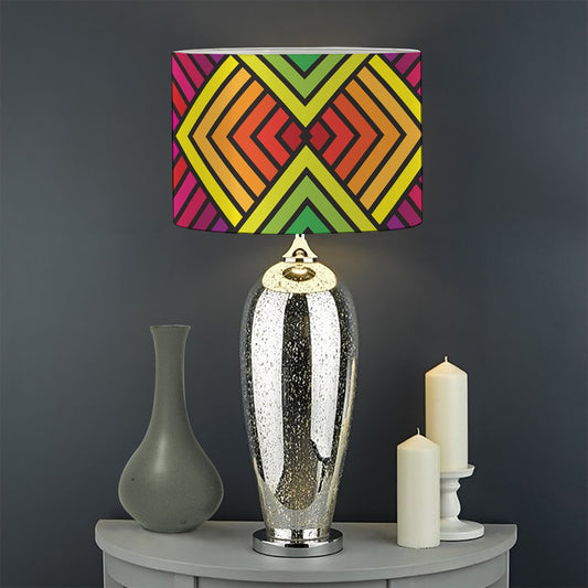 Geometric Rainbow Pattern Print Drum Lamp Shade