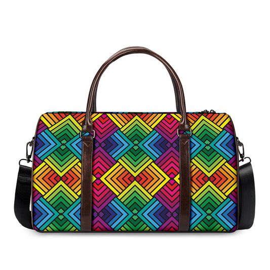Geometric Rainbow Pattern Print Duffle Bag