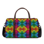 Geometric Rainbow Pattern Print Duffle Bag