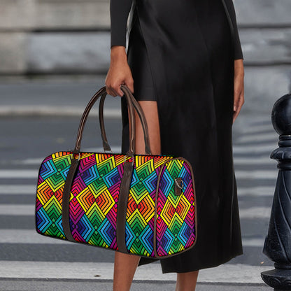 Geometric Rainbow Pattern Print Duffle Bag