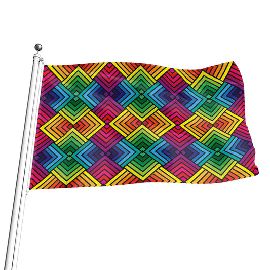 Geometric Rainbow Pattern Print Flag