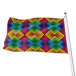 Geometric Rainbow Pattern Print Flag