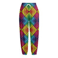 Geometric Rainbow Pattern Print Fleece Lined Knit Pants