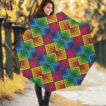 Geometric Rainbow Pattern Print Foldable Umbrella