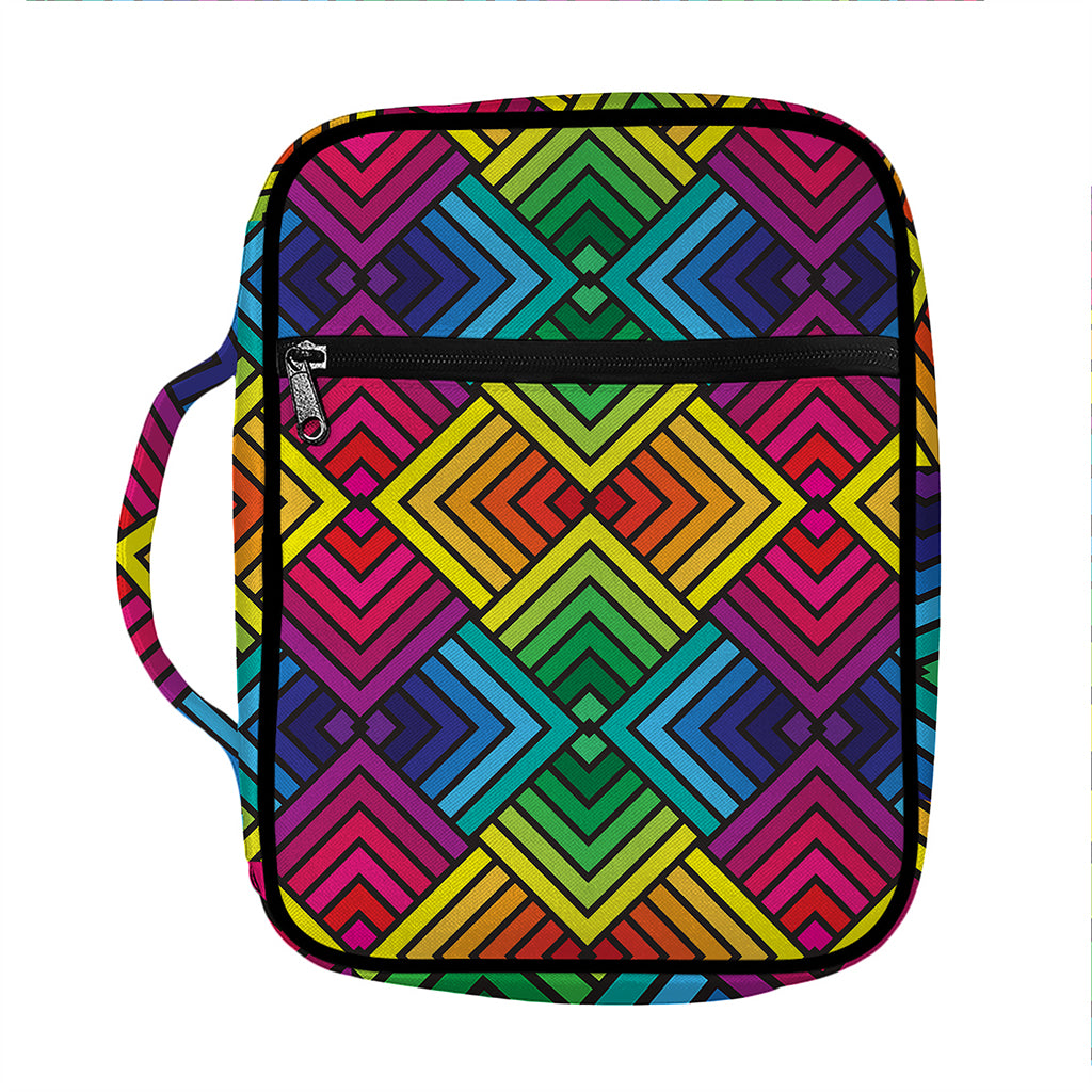 Geometric Rainbow Pattern Print Front Pocket Bible Bag