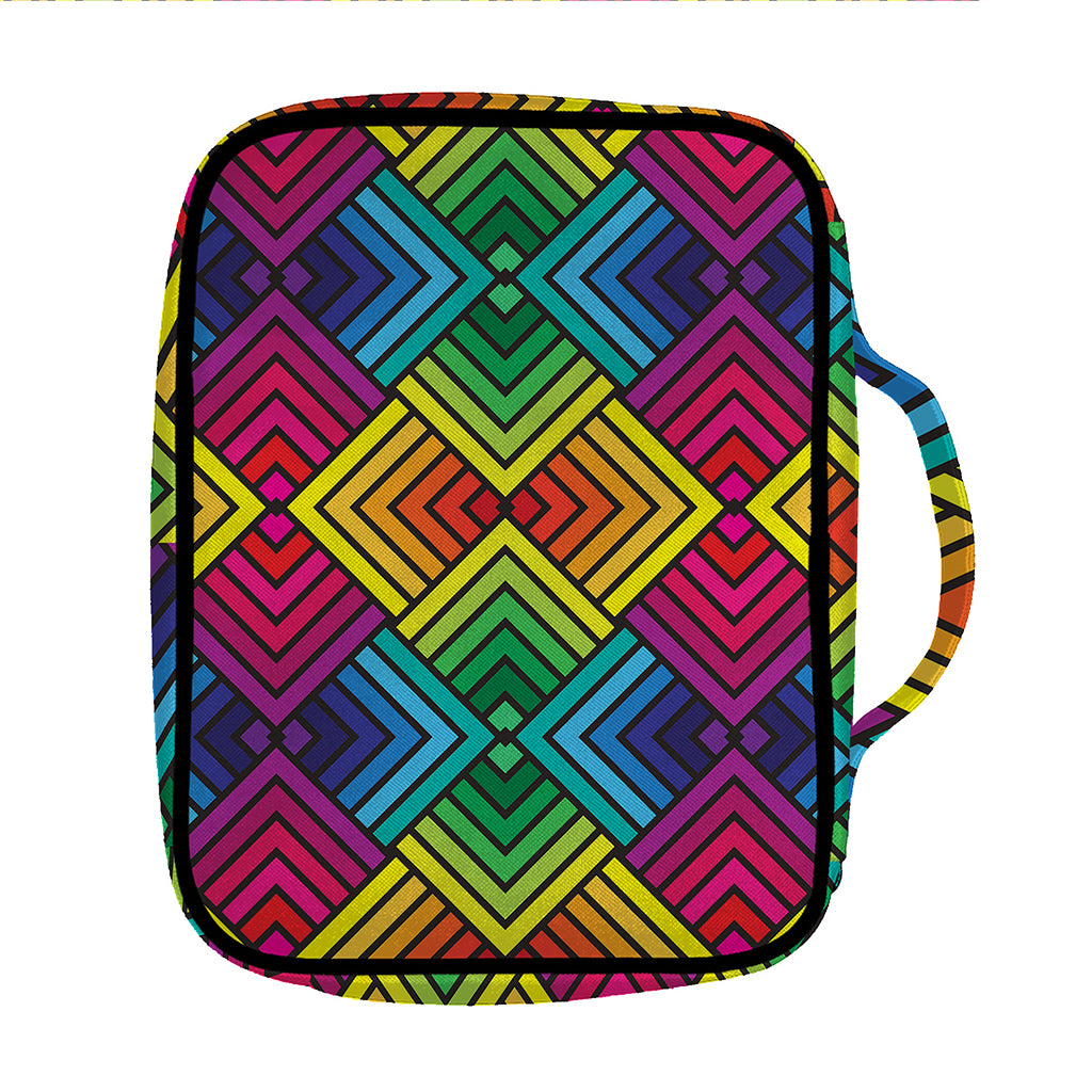 Geometric Rainbow Pattern Print Front Pocket Bible Bag