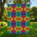 Geometric Rainbow Pattern Print Garden Flag
