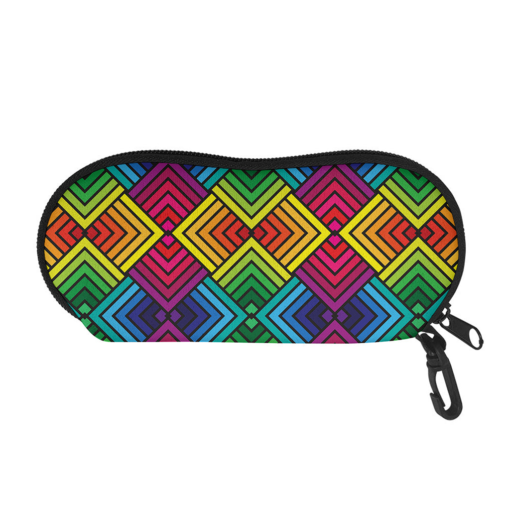 Geometric Rainbow Pattern Print Glasses Case