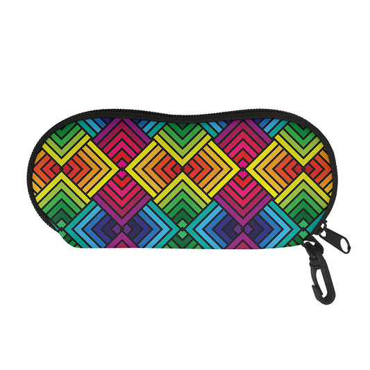 Geometric Rainbow Pattern Print Glasses Case
