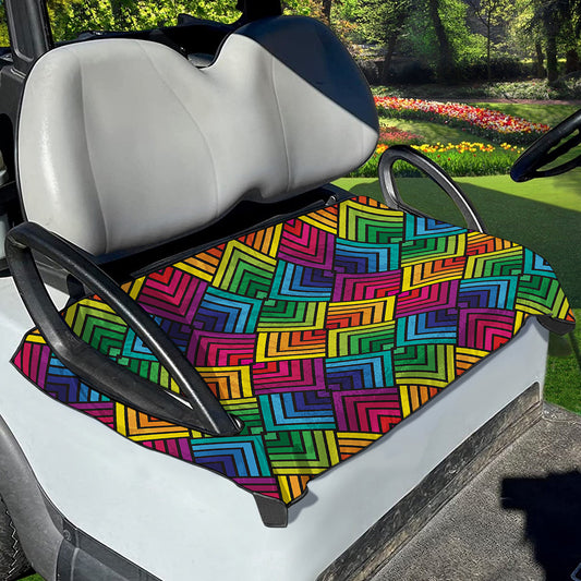Geometric Rainbow Pattern Print Golf Cart Seat Cover