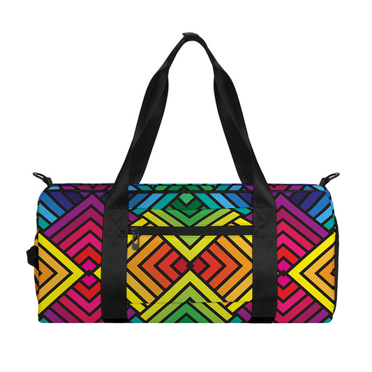 Geometric Rainbow Pattern Print Gym Bag