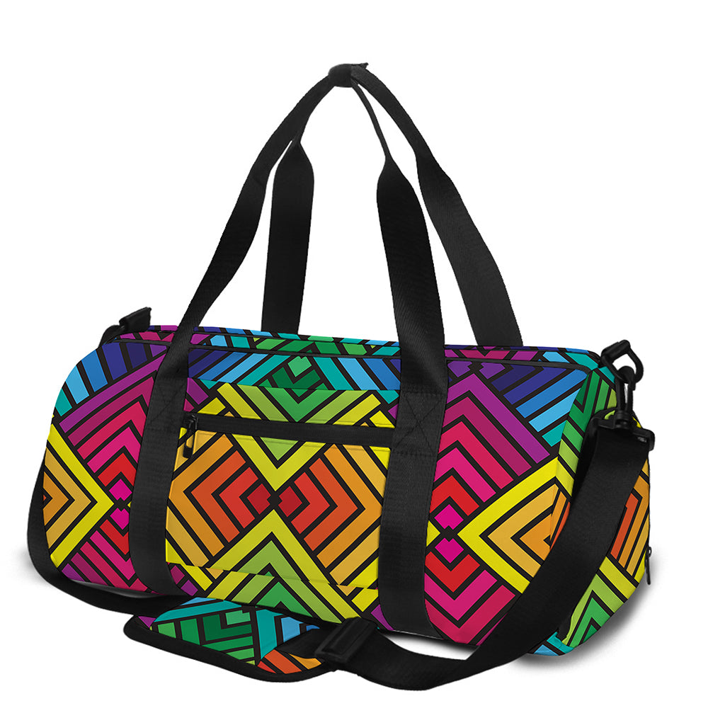 Geometric Rainbow Pattern Print Gym Bag