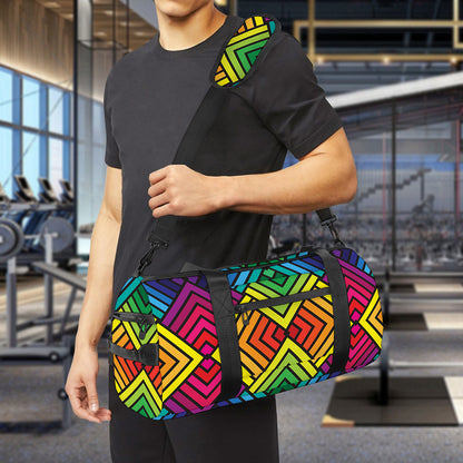 Geometric Rainbow Pattern Print Gym Bag