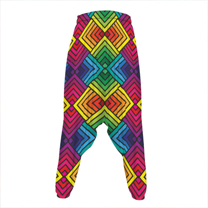 Geometric Rainbow Pattern Print Hammer Pants