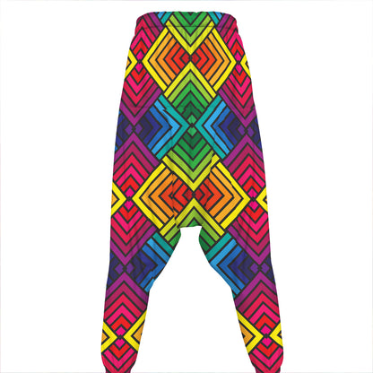Geometric Rainbow Pattern Print Hammer Pants
