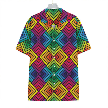 Geometric Rainbow Pattern Print Hawaiian Shirt