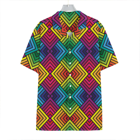 Geometric Rainbow Pattern Print Hawaiian Shirt