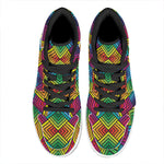 Geometric Rainbow Pattern Print High Top Leather Sneakers