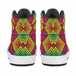Geometric Rainbow Pattern Print High Top Leather Sneakers