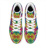 Geometric Rainbow Pattern Print High Top Leather Sneakers