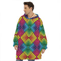 Geometric Rainbow Pattern Print Hoodie Blanket