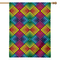 Geometric Rainbow Pattern Print House Flag