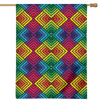 Geometric Rainbow Pattern Print House Flag