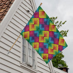 Geometric Rainbow Pattern Print House Flag