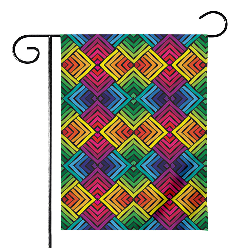 Geometric Rainbow Pattern Print House Flag