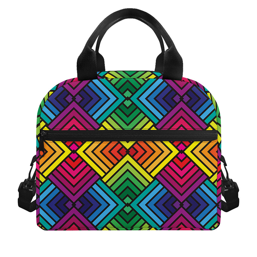Geometric Rainbow Pattern Print Insulated Lunch Bag