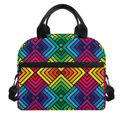 Geometric Rainbow Pattern Print Insulated Lunch Bag