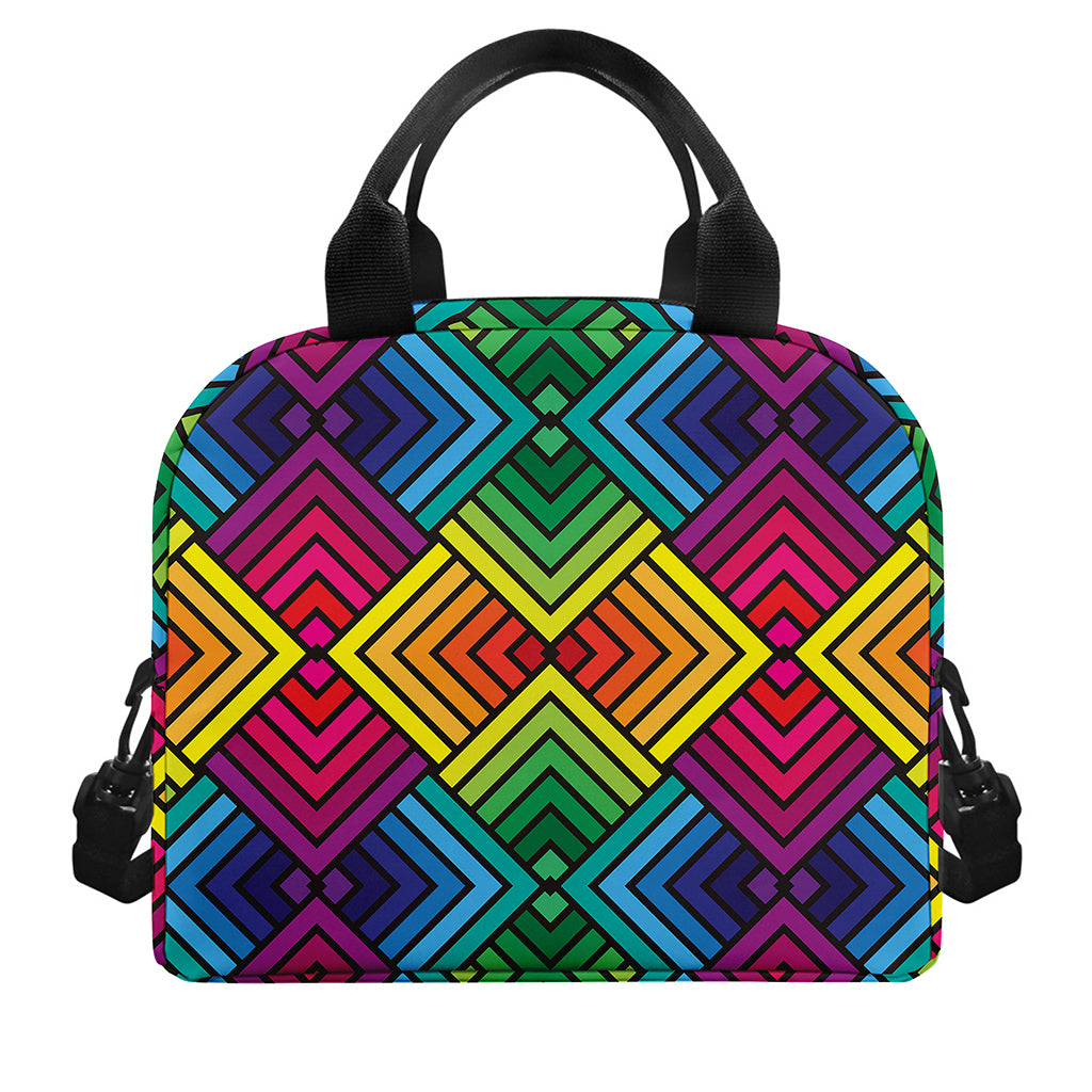 Geometric Rainbow Pattern Print Insulated Lunch Bag