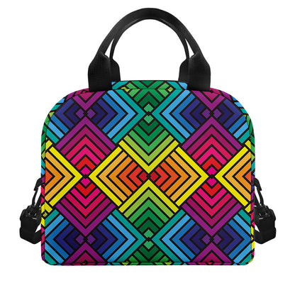 Geometric Rainbow Pattern Print Insulated Lunch Bag