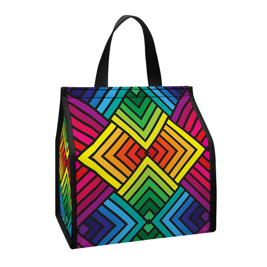 Geometric Rainbow Pattern Print Insulated Lunch Tote