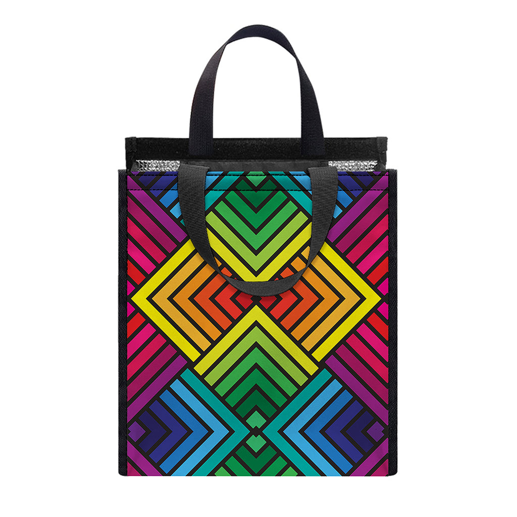 Geometric Rainbow Pattern Print Insulated Lunch Tote