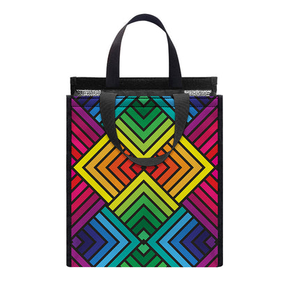 Geometric Rainbow Pattern Print Insulated Lunch Tote