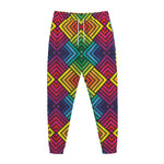 Geometric Rainbow Pattern Print Jogger Pants