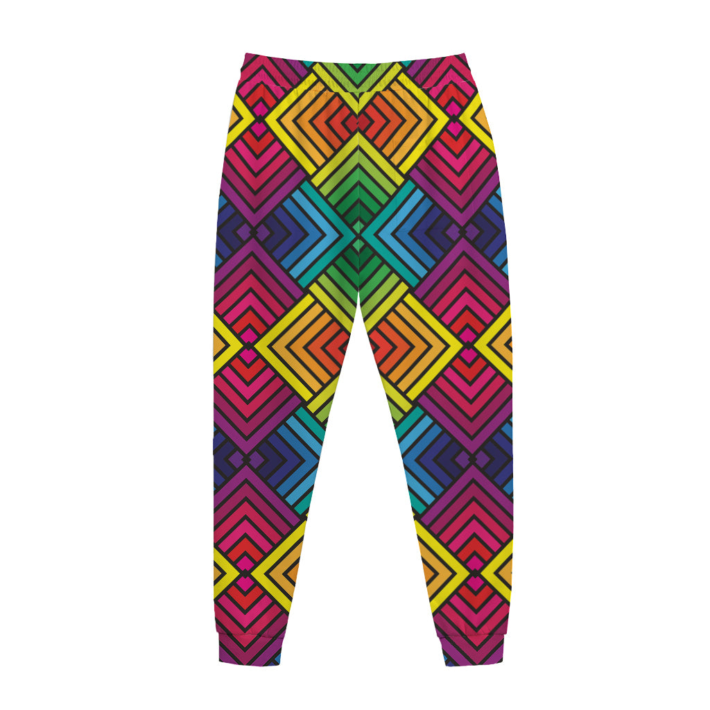 Geometric Rainbow Pattern Print Jogger Pants