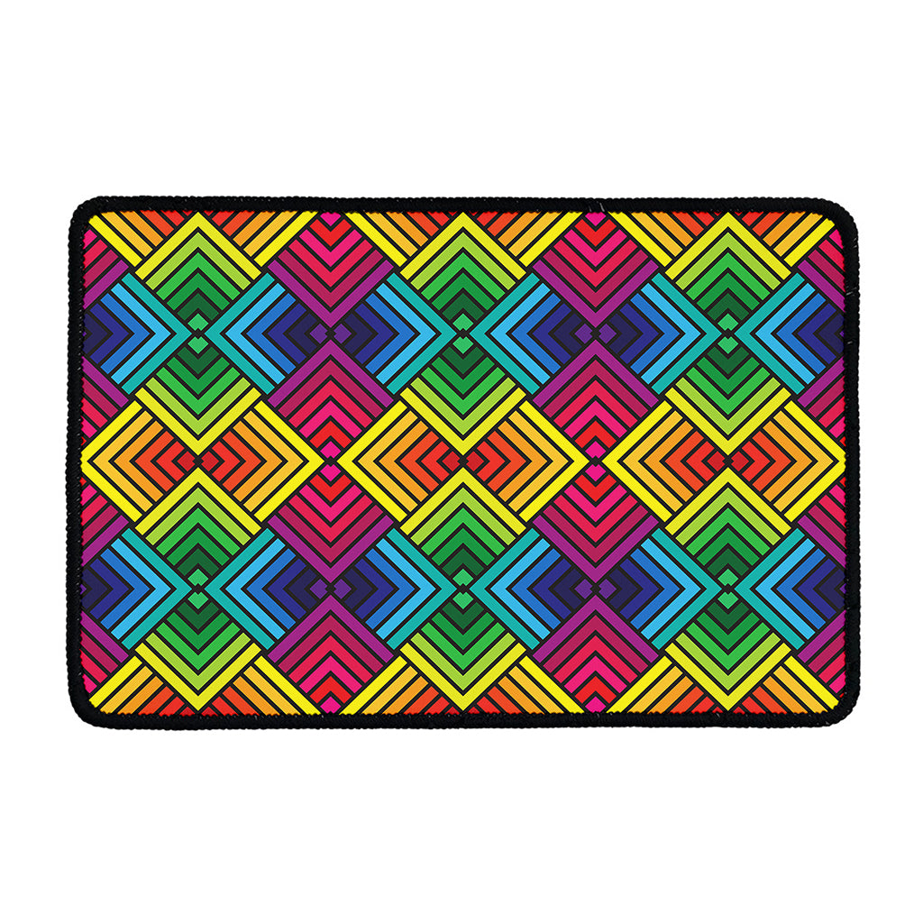 Geometric Rainbow Pattern Print Kitchen Mat