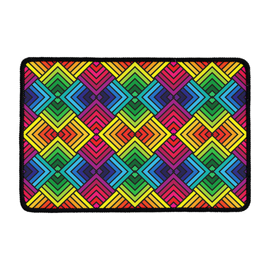 Geometric Rainbow Pattern Print Kitchen Mat