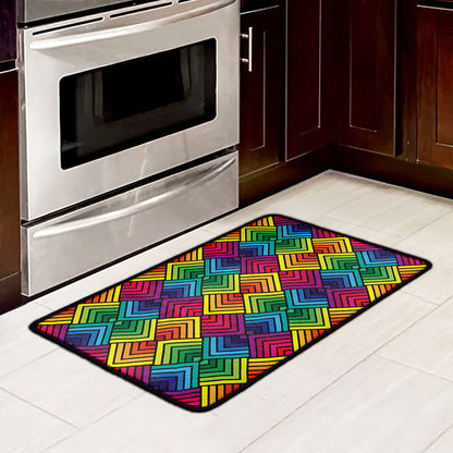 Geometric Rainbow Pattern Print Kitchen Mat