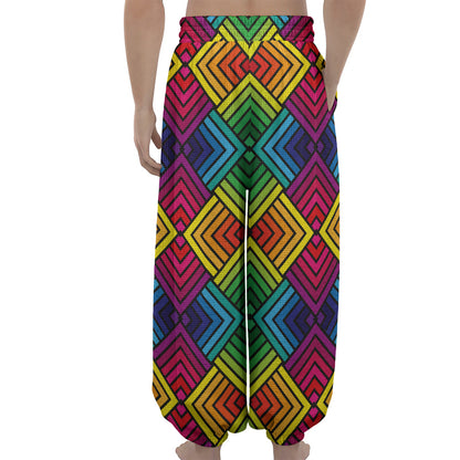 Geometric Rainbow Pattern Print Lantern Pants