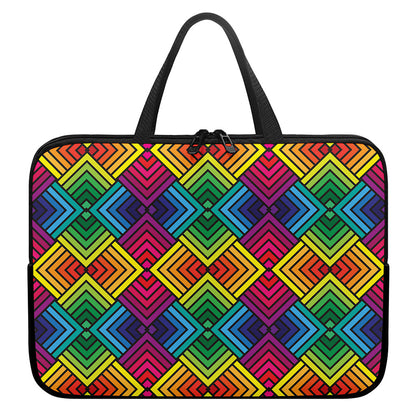 Geometric Rainbow Pattern Print Laptop Sleeve With Handle