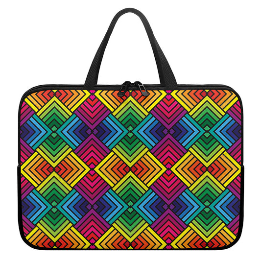 Geometric Rainbow Pattern Print Laptop Sleeve With Handle