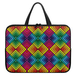 Geometric Rainbow Pattern Print Laptop Sleeve With Handle