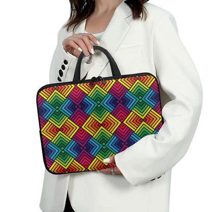 Geometric Rainbow Pattern Print Laptop Sleeve With Handle