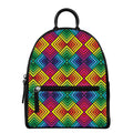 Geometric Rainbow Pattern Print Leather Backpack
